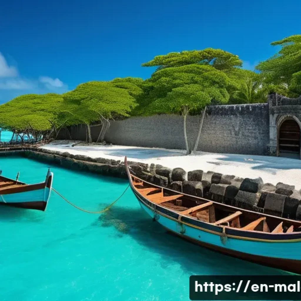 몰디브 포르투갈 점령기 - A detailed 16th-century Portuguese fortification on a coral island in the Maldives, featuring thick ...