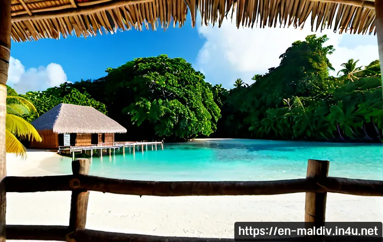Home 17 몰디브 전통 주택 다니보스 - Photorealistic traditional Maldivian island house, simple coral-stone walls and a thatched palm-leaf...